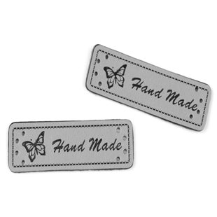 Handmade štítok - eko koža šedá
